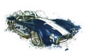 Abstract car illustration. Sportive vintage cabriolet, side view. Isolated. Contains clipping path