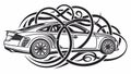 Abstract Car with Swirling Lines Vector Art, vector design Generative AI Royalty Free Stock Photo