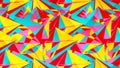 Abstract card with colorful chaotic triangles, polygons. Infinity triangular messy geometric poster.
