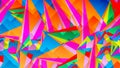 Abstract card with colorful chaotic triangles, polygons.