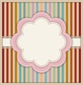 Abstract Card With Flower And Colorful Retro Striped Background Royalty Free Stock Photo