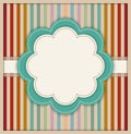 Abstract Card With Flower And Colorful Retro Striped Background Royalty Free Stock Photo