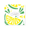Abstract card with slices of juicy lime Healthy nutrition. Organic and tasty food. Tropical fruit. Eco product. Colorful