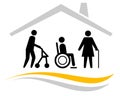 Abstract care pictograms for a retirement home and nursing home in vector quality