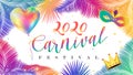 2020 Abstract carnival Mardi Gras Samba dance festival dynamic shapes tropical background vector illustration template