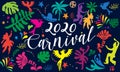 2023 Abstract carnival Mardi Gras Samba dance festival dynamic shapes tropical background vector illustration template