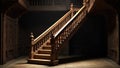 Abstract Carpenter Stair Geometric focus on wood grain patterns and structural lines, emphasizing craftsmanship and raw materials Royalty Free Stock Photo