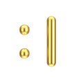Abstract Cartoon Golden Indifferent Face Icon. 3d Rendering