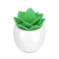 Abstract Cartoon Green Leaves Plant in Pot Web Icon Sign. 3d Rendering