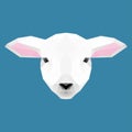 Abstract cartoon lamb portrait isolated on Blue.