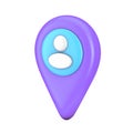 Abstract Cartoon Map Pointer Location Pin with Person Man Web Icon Sign. 3d Rendering