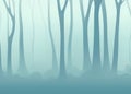 abstract cartoon style illustration of misty foggy forest created with generative ai technology