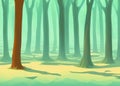 abstract cartoon style illustration of misty foggy forest created with generative ai technology