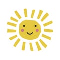 Abstract cartoon sun. Funny character. Collage scandinavian style.