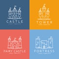 Abstract Castle Line Style Vector Logo Template