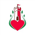 Abstract castle love logo icon