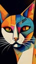 Abstract Cat Picasso Art illustration colorful art work generative AI