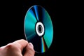 Abstract cd dvd blue-ray disk in hand Royalty Free Stock Photo