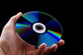 Abstract cd dvd blue-ray disk in hand Royalty Free Stock Photo