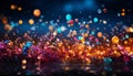 Abstract celebration glowing, illuminated decoration in vibrant, multi colored backdrop generated by AI