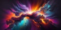 Abstract celestial nebula. Space imaginary landscapes. Generative Ai
