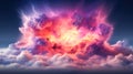 Abstract Celestial Scene with Neon Clouds