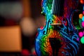 Abstract Cello on wooden background with bokeh Generative AI