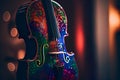 Abstract Cello on wooden background with bokeh Generative AI