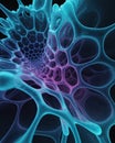 Abstract cellular structure with glowing blue and purple organic network Royalty Free Stock Photo