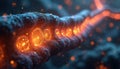 Abstract cellular structure with glowing internal elements. Microscopic view of biological organism. Energy transfer process or Royalty Free Stock Photo