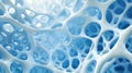 Abstract cellular structure with intricate network of blue and white patterns