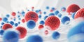Abstract Cellular Structure with Red and Blue Spheres
