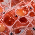 Abstract Cellular Texture with Spheres, Red and Orange Tones, and Glossy Surface. Modern Background Royalty Free Stock Photo