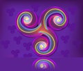 Abstract Celtic background. Triple trickle symbol. Luxury ornate ornament with curvy neon light lines. Print for greeting card,