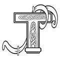 Abstract celtic letter T illustration