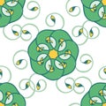 Abstract celtic ornate seamless vector pattern background. Modern stylized floral green white backdrop. Hand drawn