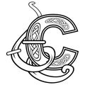 Abstract celtic white letter C isolated design illustration