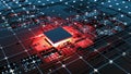 Abstract Central Computer Processors Concept. 3D illustration Royalty Free Stock Photo