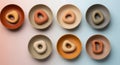 Abstract ceramic forms in pastel colors, top-down view Royalty Free Stock Photo