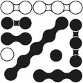 Abstract chain pattern. Connected circular shapes. Geometric vector illustration. Monochrome simple design.