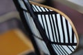 Abstract chair back with striking black and white striped design accent Royalty Free Stock Photo