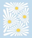 Abstract chamomile flowers. Contemporary modern art vector poster for wall design. 70s retro background