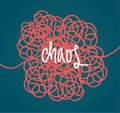 Abstract chaos word over a mess Royalty Free Stock Photo