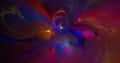 Abstract chaotic blue, red, yellow and purple glowing shapes. Digital fractal art. 3d rendering Royalty Free Stock Photo