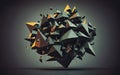 Abstract chaotic polygonal object. 3d render. Futuristic background. polygon abstract backdrop modern datum