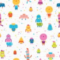 Abstract characters vector seamless pattern