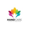 Abstract charity logo with hand people design colorful