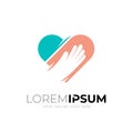 Abstract charity logo, Love and hand design combination