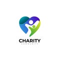 Abstract charity logo with love and people logos,