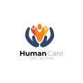 Abstract charity logo with people and hand design